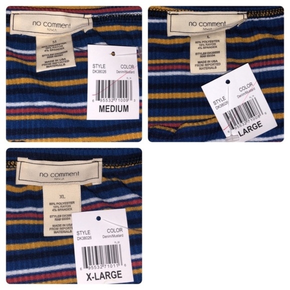 New No Comment Long Sleeve Striped Crop Top - Picture 6 of 12